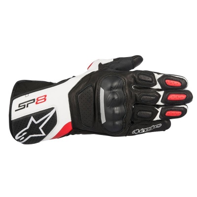 ALPINESTARS Мотоперчатки кожаные SP-8 v2 черно-бело-красный, 123 фото в интернет-магазине FrontFlip.Ru