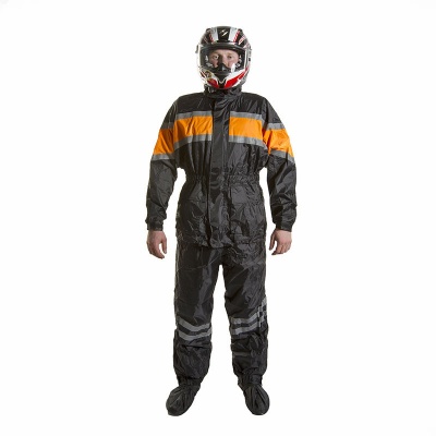 [PROUD TO RIDE] Мото дождевик (куртка+брюки), цвет Черный/Оранжевый фото в интернет-магазине FrontFlip.Ru