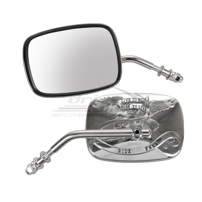 [EMGO] Зеркало универсальное LIVE TO RIDE 8 мм (Harley) левое, цвет Хром фото в интернет-магазине FrontFlip.Ru