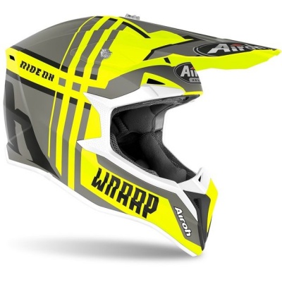 AIROH шлем кросс WRAAP BROKEN YELLOW MATT фото в интернет-магазине FrontFlip.Ru