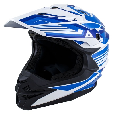 Шлем кроссовый ATAKI JK801A Legacy, синий/белый глянцевый фото в интернет-магазине FrontFlip.Ru