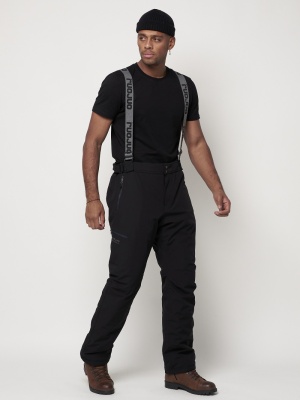 Полукомбинезон брюки горнолыжные мужские черного цвета 66211Ch фото в интернет-магазине FrontFlip.Ru