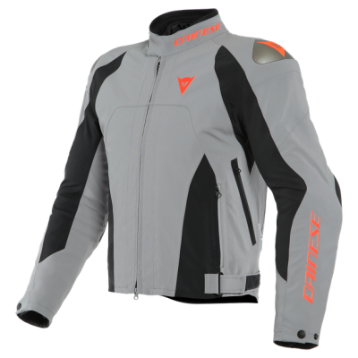 Куртка текстильная Dainese INDOMITA D-DRY XT Frost-Gray/Black-Matt/Fluo-Red фото в интернет-магазине FrontFlip.Ru