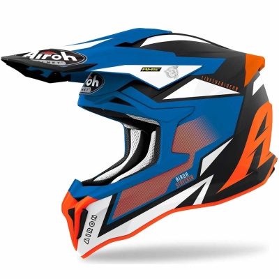 AIROH шлем кросс STRYCKER AXE ORANGE/BLUE MATT фото в интернет-магазине FrontFlip.Ru