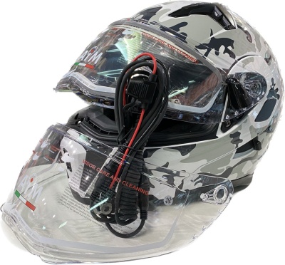 Снегоходный шлем с электроподогревом визора AiM JK906S Camouflage Glossy фото в интернет-магазине FrontFlip.Ru