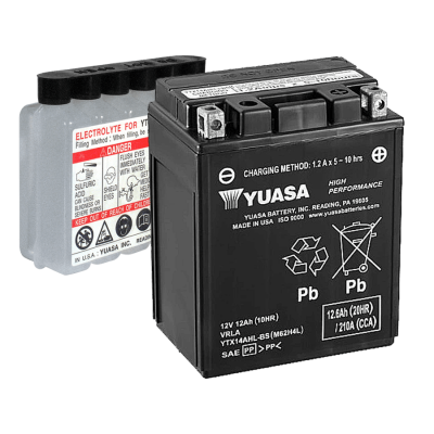 YUASA   Аккумулятор  YTX14AHL-BS(14L-A2,14L-B2) с электролитом фото в интернет-магазине FrontFlip.Ru