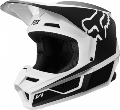 Мотошлем подростковый Fox V1 Przm Youth Helmet Black/White фото в интернет-магазине FrontFlip.Ru
