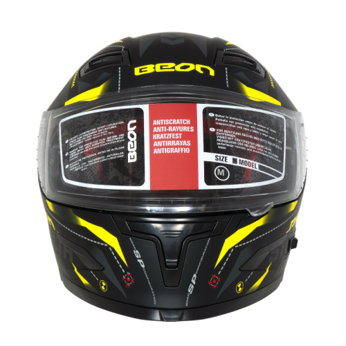 Шлем Beon B-503 matt black/yellow фото в интернет-магазине FrontFlip.Ru
