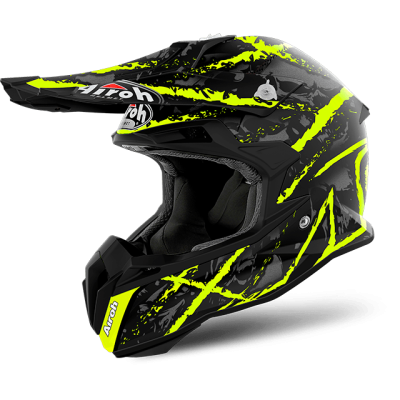 AIROH шлем кросс TERMINATOR OPEN VIS,CARNAGE YELL фото в интернет-магазине FrontFlip.Ru