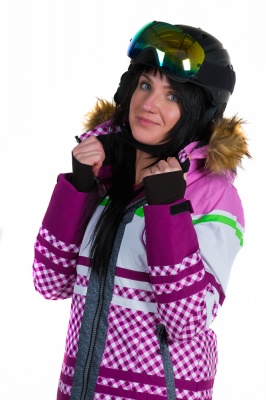 Женская горнолыжная куртка Azimuth розовая с мехом фото в интернет-магазине FrontFlip.Ru